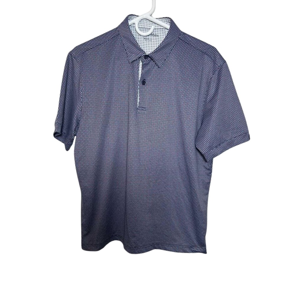 Mizzen Main Polo Shirt Men's Medium Trim Geometric Short Sleeves
